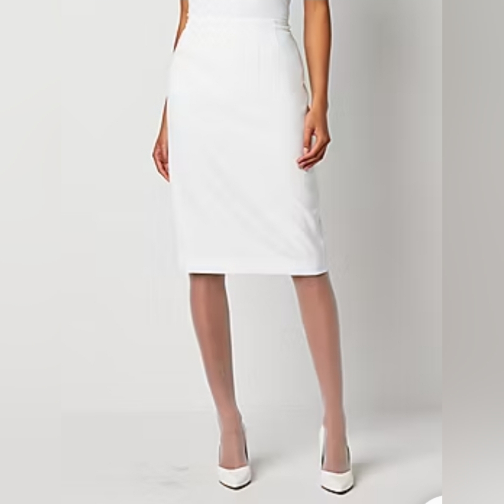 Black Label by Evan-Picone Womens Mid Rise Pencil Skirt - White